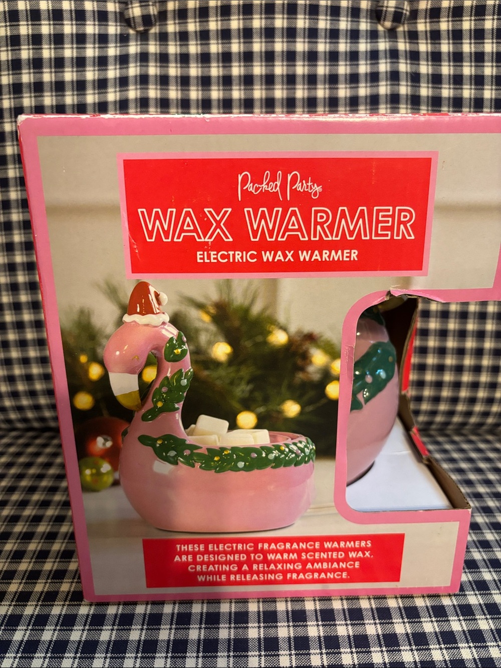 Packed party wax warmer, Christmas flamingo design